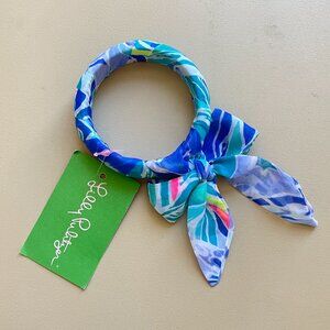 New Lilly Pulitzer Bangle Bracelet Fabric Wrapped Bennet Blue Celestial Seas NWT
